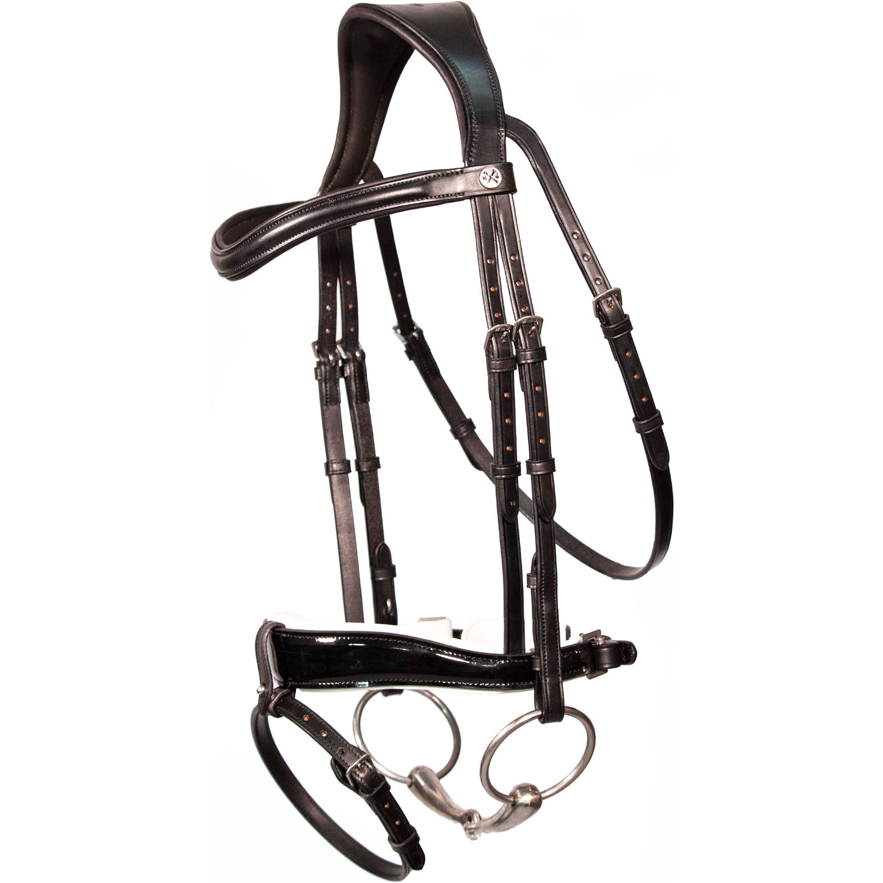 Henry James Saddlery Patent Dressur Trense Mit Weiß Polsterung HJ - BR - 07 - Black